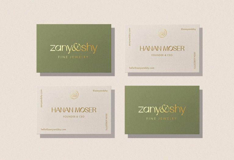 Zany&Shy jewelry business cards